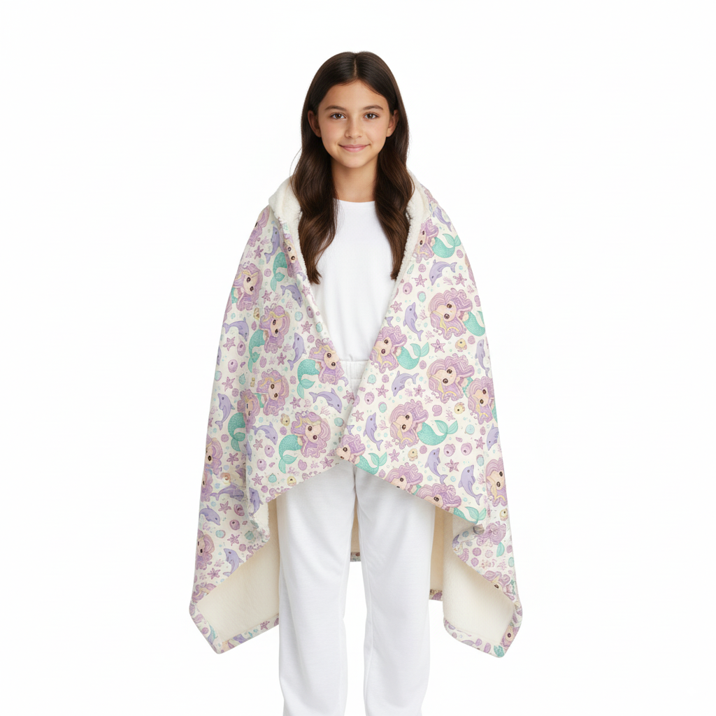 Koc polarowy z kapturem