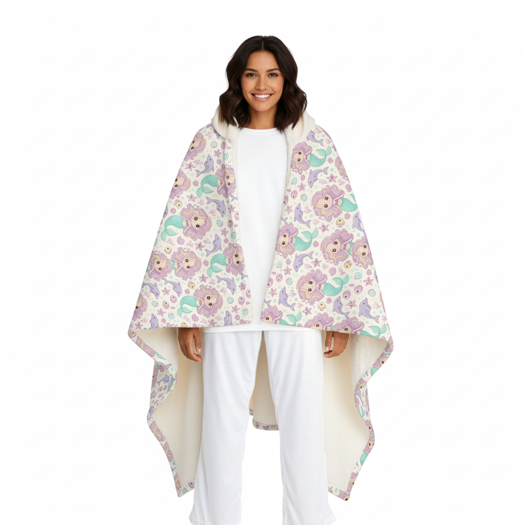 Koc polarowy z kapturem